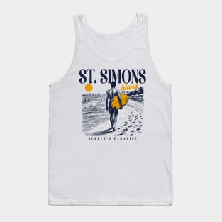 Vintage Surfing St. Simons Island, Georgia // Retro Surfer Sketch // Surfer's Paradise Tank Top